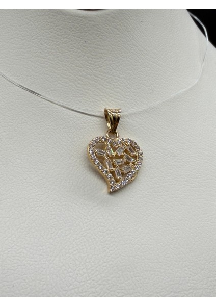 14 Ayar Altın Taşlı Kalp Kolye Ucu modelleri