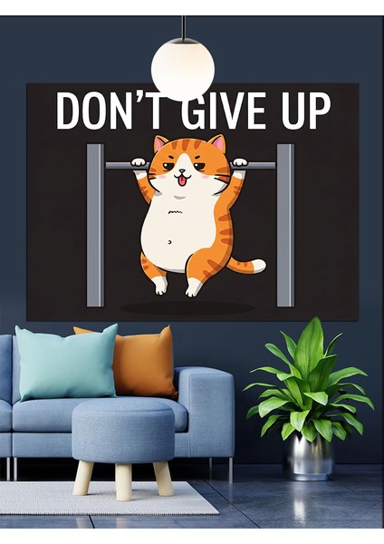 Pes Etme Yazısı Komik Kediler Dekoratif Kanvas - Mdf Ahşap Tablo