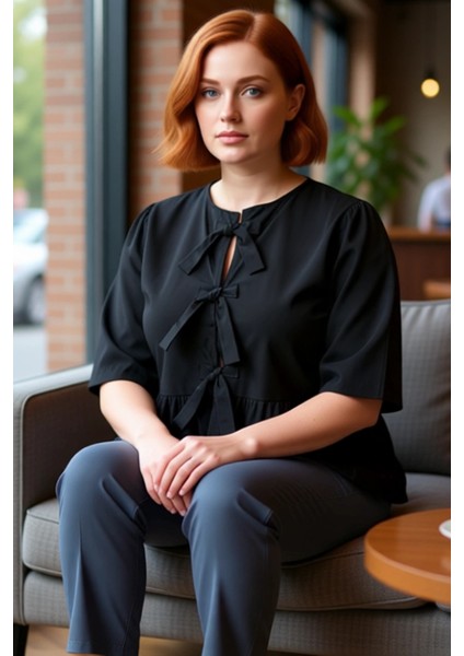 Kadın Kahverengi Düz Desenli Dokuma Bluz Uzun Boy A Line Siluet Cool & Comfort Persona Truvakar Kol fiyatları