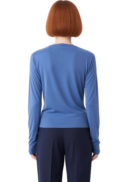 Kadınlar Için Sürdürülebilir Modal Kumaş Kayık Yaka Drape Detaylı Bluz Kaliteli Şık Rahat Modern fiyatları