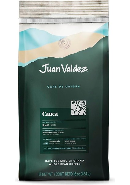 Juan Valdez Cauca Çekirdek Kahve 454 gr Az Kavrulmuş, Mild, Tamamı Arabica Single Origin Öğütülmemiş Kahve fiyatları