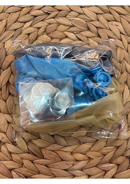 Party Store Gümüş Konfetili Şeffaf Balon Metalik Mavi Metalik Gri Balon Seti 15 Adet fiyatları