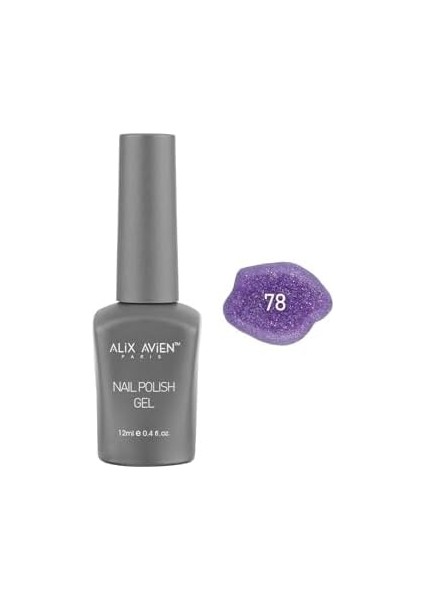 Alıx Avıen Işıltılı Mor Kalıcı Oje 78-Yoğun Renk Veren Jel Oje 12 Ml-Nail Uv Gel Polish 78