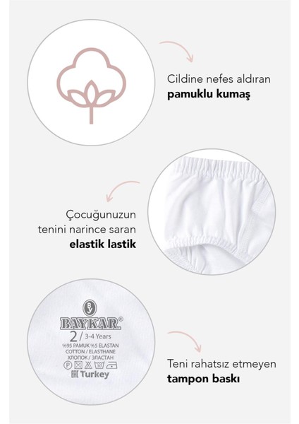 Erkek Çocuk Pamuklu Klasik Düz Lastikli Külot 3'lü Paket Beyaz modelleri
