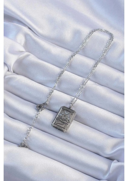 Bfs 316L Çelik Zincir Eskitme Gümüş Renk Ay Figürlü Tarot Kolye fiyatları