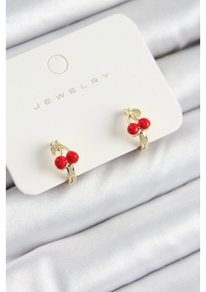 Bfs Pirinç Kiraz Model Gold Renk Çocuk Küpe