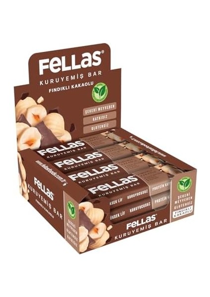 Fellas Fındıklı Kakaolu Kuruyemiş Bar 30 gr x 12 Adet fiyatları