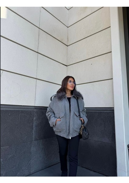 Kaşe Yaka Kürklü Mont modelleri