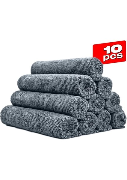 Wipe&buff Mikrofiber Seramik Kaplama Uygulama Bezi 10'lu Paket, Tüy Bırakmaz Detailing Bez, Çift Taraflı Araç Içi Dışı Bakım,temizleme,açık Gri modelleri