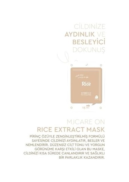 Mjcare On Rice Extract Mask - Pirinç Özlü Yüz Maskesi 10&apos;lu modelleri