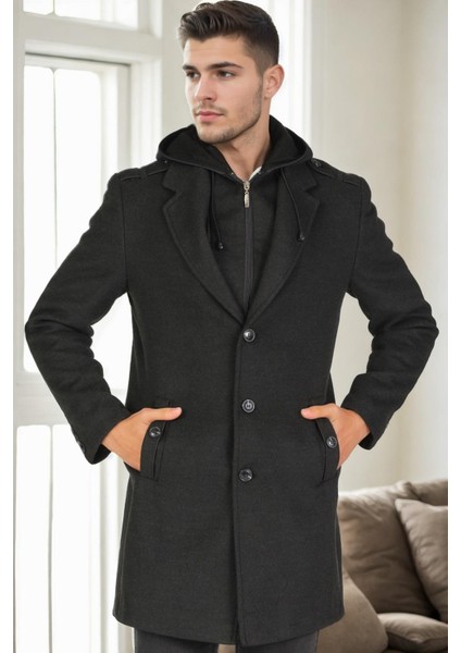 PLT9406 Dewberry Erkek Palto-Antrasit