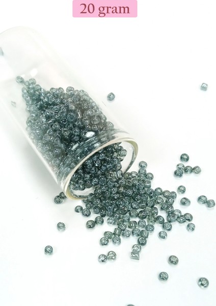 Litaetrend Dökme Cam Kum Boncuk (8/0) 3 mm - 20 Gram - Şeffaf Gri - BNC174