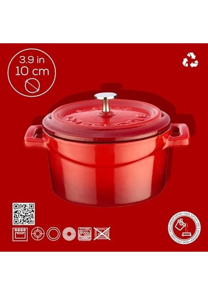 Metal Döküm Mini Tencere, 10 Cm, 0.35 L Hacim, Kırmızı fiyatları