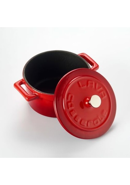 Metal Döküm Mini Tencere, 10 Cm, 0.35 L Hacim, Kırmızı modelleri