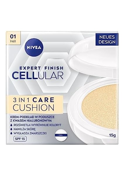 Nıvea Cellular Expert Finish Cushion Renkli Yüz Bakım Kremi 15ML, SPF15 Güneş Koruyucu, Açık Ton, Nemlendirici, Doğal Renk,hyaluron,kolajen fiyatları