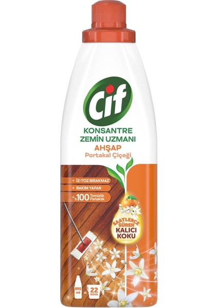 Konsantre Zemin Uzmanı Ahşap ve Laminant Parke Için Yüzey Temizleyici Portakal Çiçeği 895ML