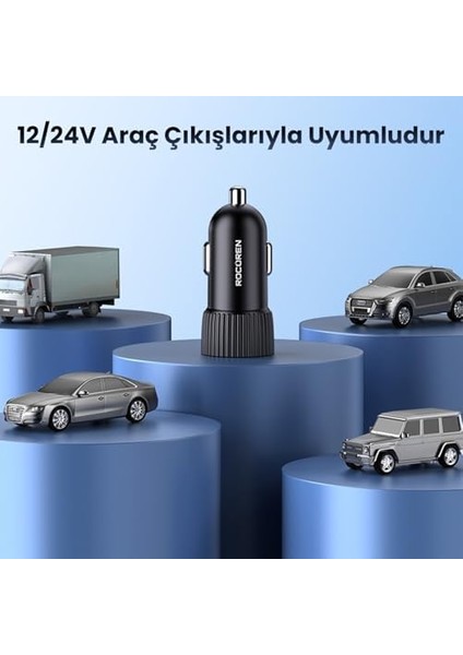 48W Çift Portlu USB Type-C ve Usb-A Araç Içi Hızlı Şarj Cihazı modelleri