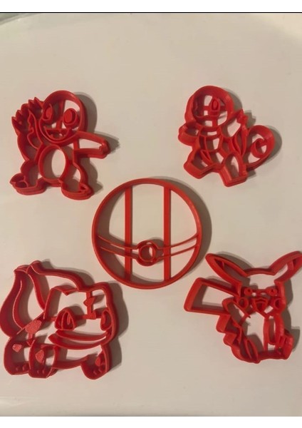 Pokemon Temalı 5 Parça Kurabiye Hamur Kalıbı