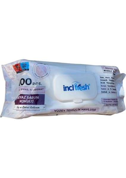 Inci Fresh Yüzey Temizleme Havlusu 100 Beyaz Sabun