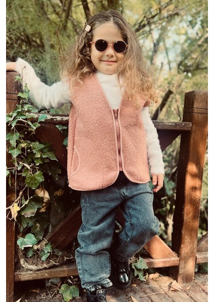 Unisex Çocuk Fermuarlı Cepli Peluş Yelek fiyatları