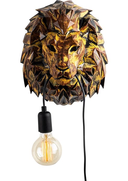 Yak Polyester Aslan Heykel Duvar Apliği Patine, Dekoratif Ambiyans Lamba YAK-029