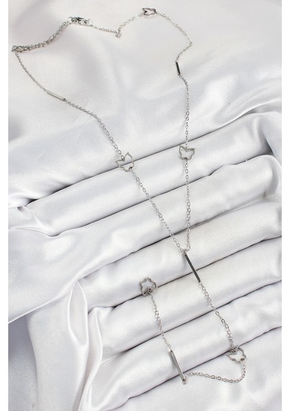 Bfs 316L Çelik Kelebek Figürlü Y Model Gümüş Renk Kadın Kolye fiyatları