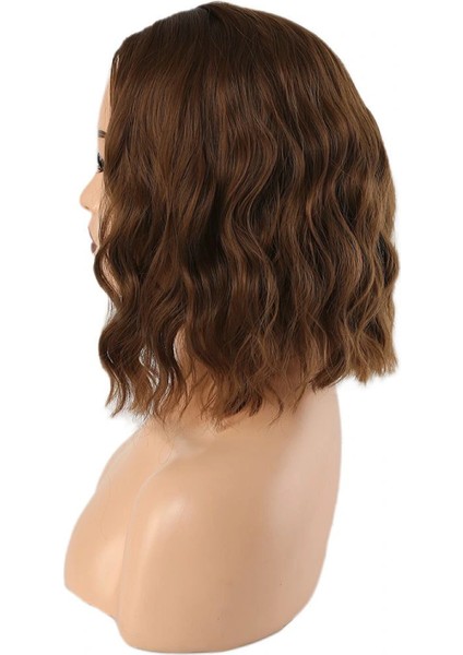 Fiber Sentetik Kısa Dalgalı Perçemsiz Peruk - Kumral modelleri