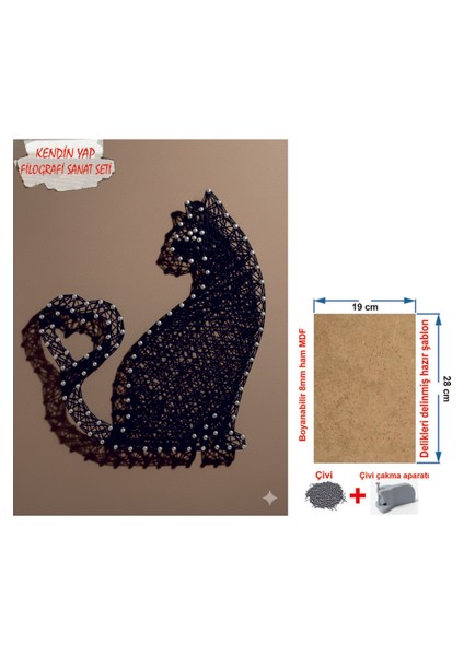 Ip Sanatı Dikkat Geliştirici El Becerisi Çocuk Montessori Eğitimi Filografi Hazır Set Kedi