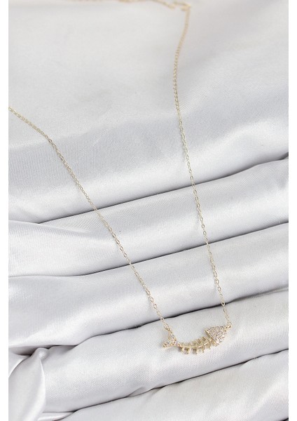 Bfs Pirinç Zirkon Taşlı Balık Kılçığı Model Gold Renk Kadın Kolye fiyatları