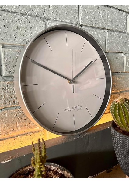Modern Duvar Saatleri Lofty Serisi 30 cm Ø Gerçek Cam Ev/ofis/mutfak/sınıf/okul Sessiz & Akar (Gümüş)