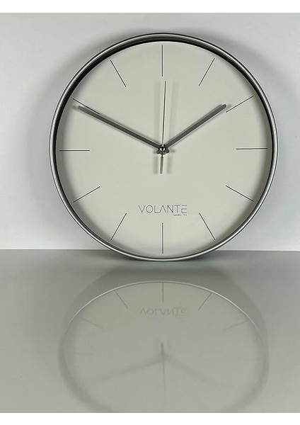 Modern Duvar Saatleri Lofty Serisi 30 cm Ø Gerçek Cam Ev/ofis/mutfak/sınıf/okul Sessiz & Akar (Gümüş) fiyatları