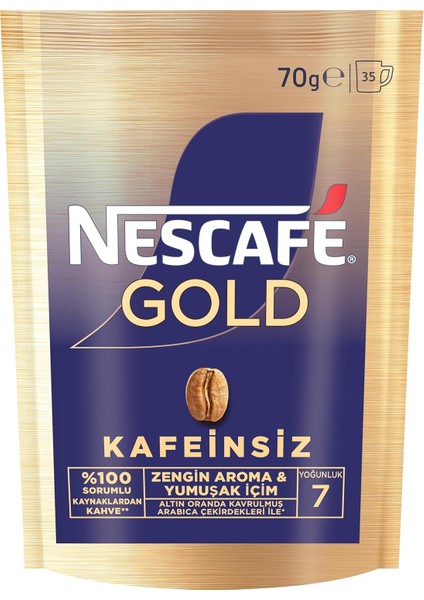 Nescafé Gold 100% Kafeinsiz Çözünebilir Kahve Ekopaket 70 gr fiyatları