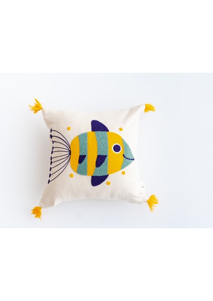 El Işçiliği Balık Desen Punch Çocuk Kırlenti – Buldan Dokuması (43X43 Cm)