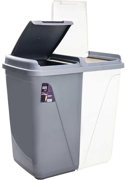 Plastik Violet 90 Litre Çift Gözlü Çamaşır Sepeti Gri-Beyaz modelleri