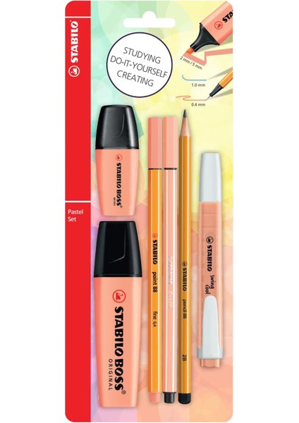 - Kalem Seti - Tek Pastel Renk - 6'lı Set - Turuncu