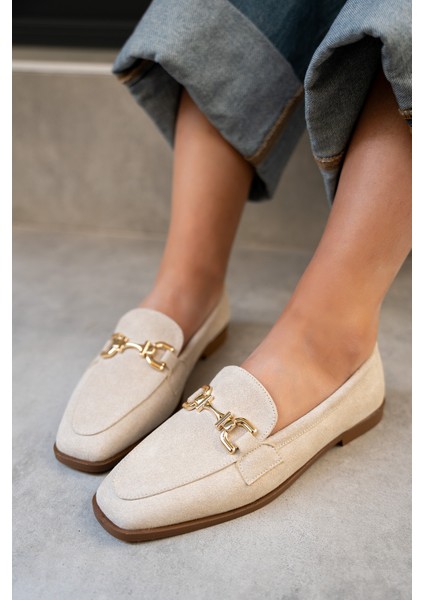 Aloha Bej Süet Gold Detaylı Loafer fiyatları