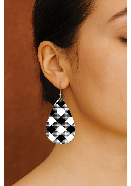 Kadın- Küpe Desenli Stilist Kancalı Baskılı Küpe Damla Şeffaf Faith