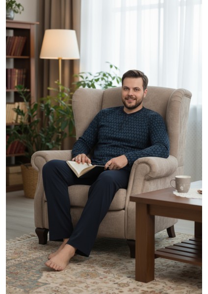 Erkek Büyük Beden Pijama Takımı 9751 Lacivert