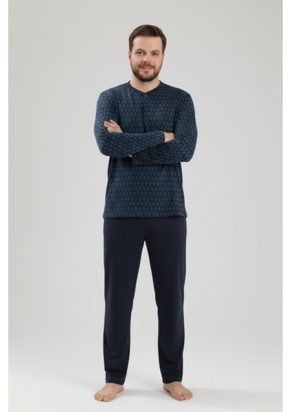 Erkek Büyük Beden Pijama Takımı 9751 Lacivert modelleri