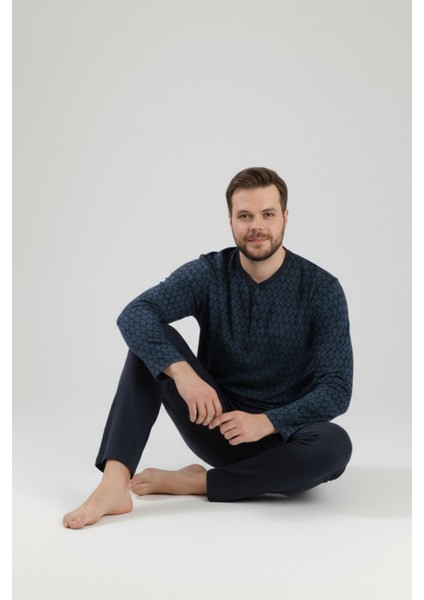 Erkek Büyük Beden Pijama Takımı 9751 Lacivert