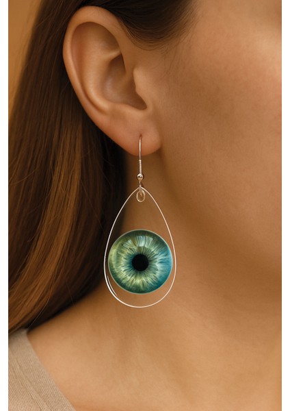 Kadın Küpe Uv-Tasarım Süslü Kancalı Damla Küpe Büyüleyici Göz