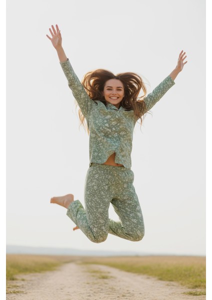 Süet Gömlek Pijama Takımı 7006 Doğa Yeşil fiyatları