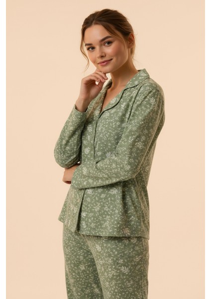 Süet Gömlek Pijama Takımı 7006 Doğa Yeşil indirimleri