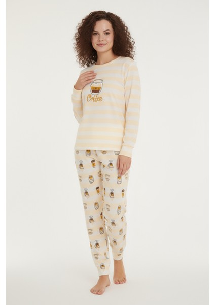 Luxury Thermal Coffee Desenli Kadın Polar Kışlık Pijama Takımı – 42009 fiyatları