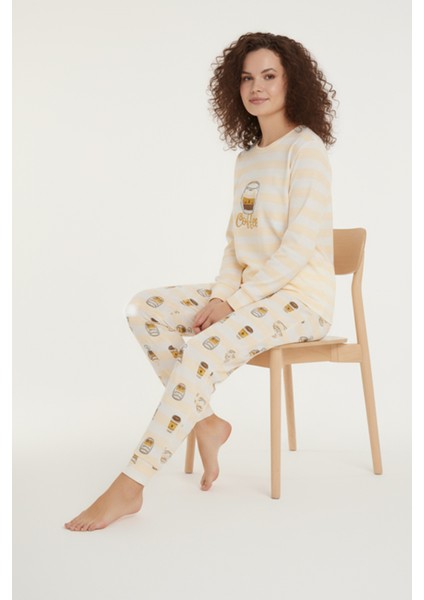 Luxury Thermal Coffee Desenli Kadın Polar Kışlık Pijama Takımı – 42009 modelleri
