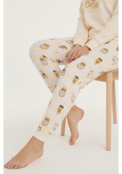 Luxury Thermal Coffee Desenli Kadın Polar Kışlık Pijama Takımı – 42009 fırsatları