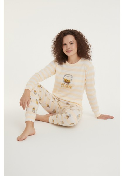 Luxury Thermal Coffee Desenli Kadın Polar Kışlık Pijama Takımı – 42009 indirimleri