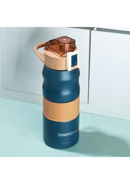 1393-2 Paslanmaz Çelik Sızdırmaz Çift Katmanlı Yalıtımlı Çay Kahve Termosu Lacivert 350 ml