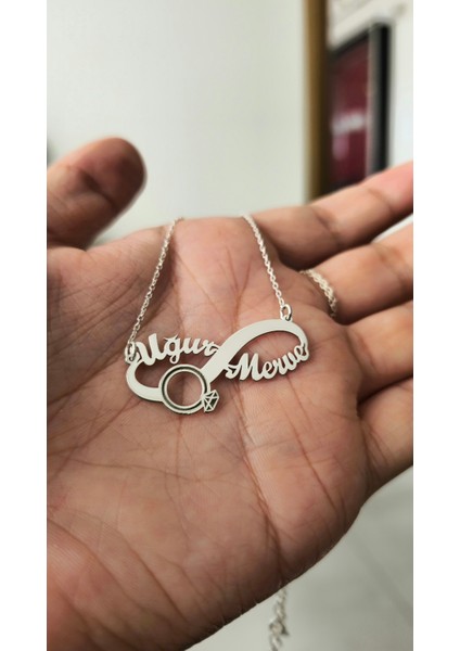 925 Ayar Gümüş Tektaş Figürlü Sonsuzluk Kolye