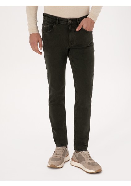 Erkek Yeşil Slim Fit Pamuk Karışımlı Jean Pantolon 50308687-VR054 fiyatları